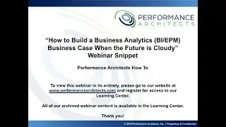 How to Build a Business Analytics (BI/EPM) Business Case When the Future is Cloudy