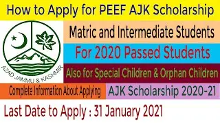 How to Apply for PEEF AJK Scholarship 2020-21 || PEEF Scholarship Program