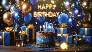 Happy Birthday for Him 🎂🎁 | Elegant Blue & Gold Celebration
