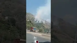 Fire broke on Solan Shimla road At Mohan Breweries#shimla #solan