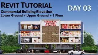 Commercial Building Elevation Design in Revit | DAY 03 | Materials + Revit Render