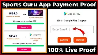 Sports Guru App Payment Proof, Free ₹250 Google Redeem Codes Earning App 2021, Free fire Diamonds