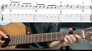 Row Row Row Your Boat - Easy Fingerstyle Guitar Playthrough Tutorial Lesson With Tabs