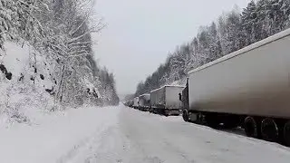 truck stuck in the mountains of Russia