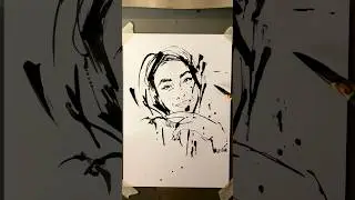 ASMR Ink portrait drawing process #inkdrawing #shorts #drawing #artshorts