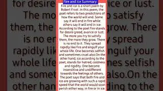 Fire And Ice class 10 summary।fire And Ice Central idea। fire And Ice Poem।#viral #shorts