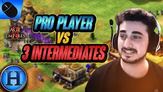 Professional Player (2850) vs 3 Intermediate Players (1150) | AoE2