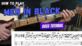 MIB - How to play Men in Black  - Bass Tutorial -  BASS TAB