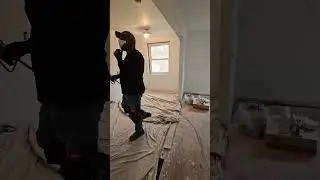 Spraying ceilings with i300 Dead Flat Behr Paint