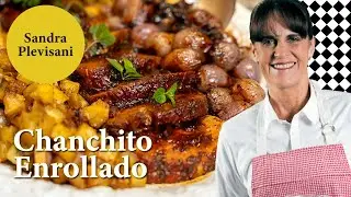 Rolled pork with chives and caramelized apples and rosemary potatoes | Sandra Plevisani