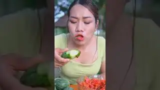 mukbang eating young watermelon with salt and chili sauce