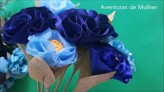 FLOR DE FUXICO DIFERENTE PARA BUQUÊ SUPER FÁCIL
