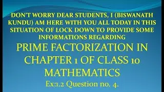 PRIME FACTORIZATION IN CHAPTER 1 OF CLASS 10 MATHEMATICS Ex:1.2 Question no. 4