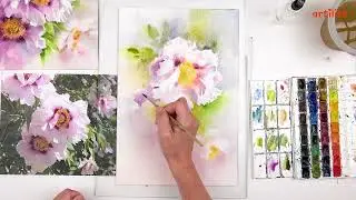 How to paint a peony in watercolor? A step-by-step tutorial with Artilike!