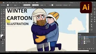 VECTOR ILLUSTRATION OF COUPLE CARTOON IN WINTER | SPEED ART | ADOBE ILLUSTRATOR