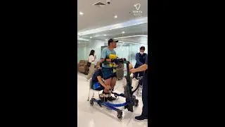 Gavin in E-pacer, taking steps after C4 spinal cord injury