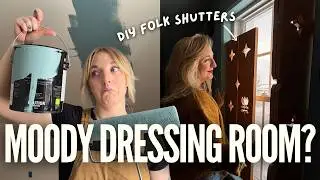 Moody Dressing Room Makeover: Painting, Wallpaper + DIY Folk Shutters!