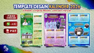 Desain Kalender 2026  4 Bulanan - LENGKAP Hijriyah, Jawa (FREE CDR) - 
