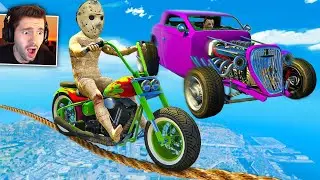 GTA V: MOTOS vs SUPER CARROS (fugindo do JASON com moto)