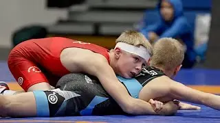 U13 Emil Johansen (NOR) vs Richard Böttker (EST) 47kg. Greco-roman boys youth wrestling tournament.