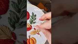 Satin stitch mushroom embroidery #embroidery #handembroidery #handmade #stitch #art #fall #craft