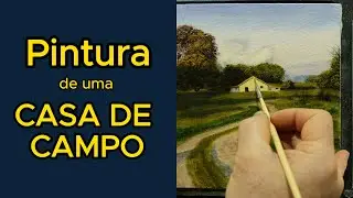 Pintura de uma casa de campo.