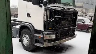 Покраска морды scania в серый цвет.