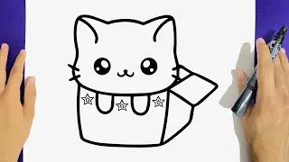 HOW TO DRAW A CUTE CAT IN A BOX