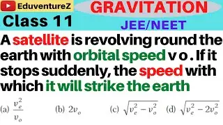 A satellite is revolving round the earth with orbital speed v o . If it stops suddenly, the speed wi