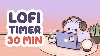 30 Minute Timer with music for Classroom 🎵 Cute Cat Focus Pomodoro