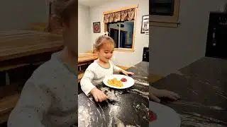CUTE 3 YEAR OLD GIRL EATING CHICKEN NUGGETS 