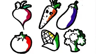 How to Draw and Color 🌽🥦🍅Vegetables for kids. Step by step. #drawing