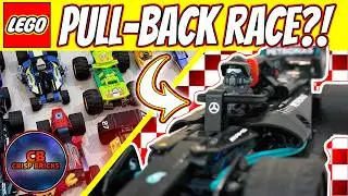 Epic LEGO Racetrack in my HALLWAY? 12 Racers test their luck... [Pull-back LEGO Racetrack]