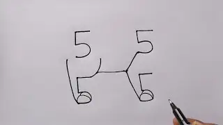 Draw Ox With 5555 Number | How To Turn 5555 Into Bull Drawing