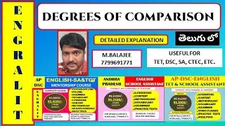AP TET, DSC, & SA ENGLISH | DEGREES OF COMPARISON | BEST ONLINE COACHING | ENGRALIT | BALAJEE SIR |