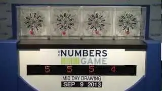Midday Numbers Game Drawing: Monday, September 9, 2013