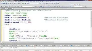 C++ Area and Circumference of a circle using two separate functions