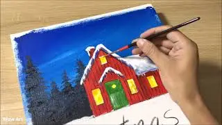 Пейзаж  Рождественная ель возле дома.