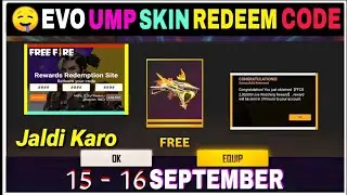 Free Fire Evo Ump Skin Redeem Code | Free Fire Redeem Code Today | FF Redeem Code Today 15 September