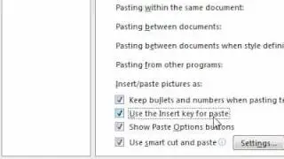 How to use the insert key to paste into a document Word