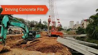 Precast Construction - Driving Concrete Pile For river wall