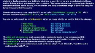 SQL 150 Table Creation, Introduction or How can I define a data table?
