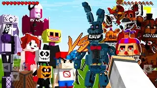 BATALHA FRIDAY NIGHT FUNKIN vs FIVE NIGHT AT FREDDY'S no MINECRAFT BEDROCK!