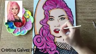 Aprender a pintar un retrato #113 Vamos a pintar a Lady Gaga en estilo Pop Art Comic