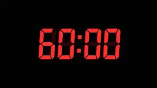 60 Seconds Digital Countdown Timer | Black Background | Red Text | No Sounds