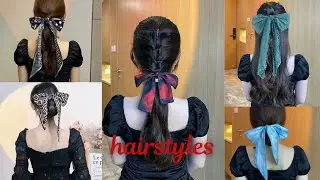 6 scarf hairstyle 🎀l simple and easy hairstyles l hairstyle tutorial l  ribbon hairstyle l cute