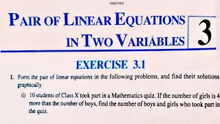 Class 10th Pair of Linear Equations in Two Variables Exercise 3.1 Math CBSE NCERT