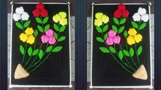 DIY Flower Frame making ideas | Wall Woolen Flower Frame