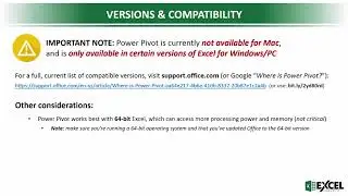Power Pivot: Versions & Compatibility