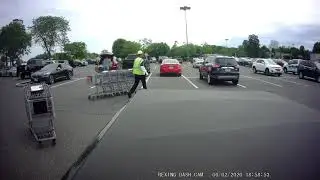 Shopping cart pusher can't stop hitting cars